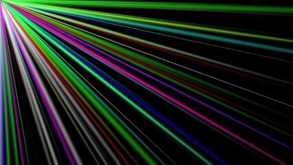 Beautiful illustration of colorful light rays on plain black background