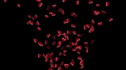 Beautiful illustration of red hearts on plain black background