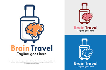 Brain travel design logo template illustration