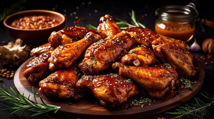 Roast chicken wings BBQ created using generative AI tools