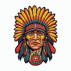 Tribal chief warrior mascot head vector illustration logo