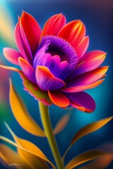 pink and yellow flower generative AI