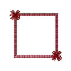 赤色のオーガンジーのリボンのフレーム。背景透過。