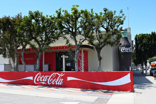 LOS ANGELES, CALIFORNIA - 17 MAY 2023: Coca-Cola Bottling Co plant on Central Avenue in South LA. The building resembles an ocean liner inside and out