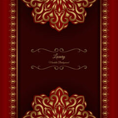 red luxury background, with gold mandala ornament