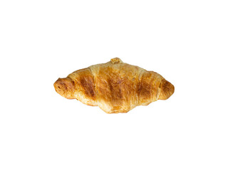 Freshly baked croissant on colored background