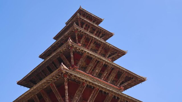 Five story Nyatapola Temple roof, Bhaktapur Durbar Square, the tallest temple in Nepal