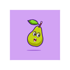 icon cute green pear trying say something cute pear cute eyes vector illustration art