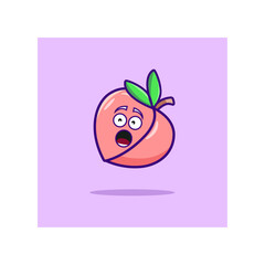 Icon of a cute little pink peach with shock expression vector illustration art.
