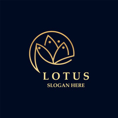 Floral Lotus line art beauty simple and modern logo template vector