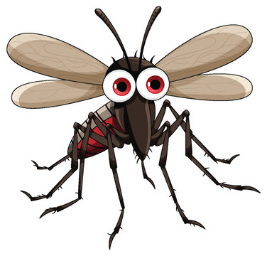 Cute mosquito cartoon character flying
