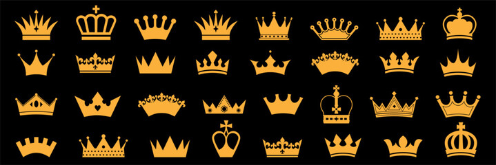 Gold crown icon.Crown icons set. Crown symbol collection. . Vector illustration