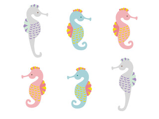 かわいいタツノオトシゴのイラストセット