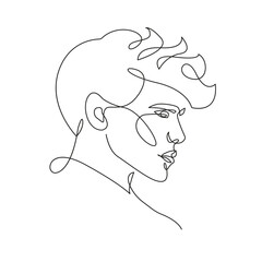 Man Head Vector Abstract Line Art Drawing. Abstract Male Profile Continuous One Line Drawing. Man Face Modern Minimalist Simple Linear Style for Beauty Fashion Design. 