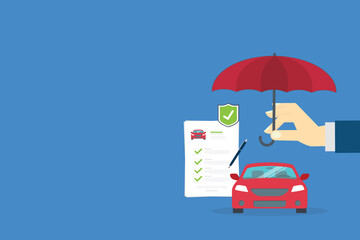 Car insurance document, report. Paper agreement checklist or loan checkmarks form list approved with automobile icon, vehicle financial, car dealership legal deal.	