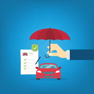 Car insurance document, report. Paper agreement checklist or loan checkmarks form list approved with automobile icon, vehicle financial, car dealership legal deal.	