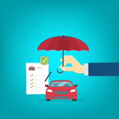 Car insurance document, report. Paper agreement checklist or loan checkmarks form list approved with automobile icon, vehicle financial, car dealership legal deal.	