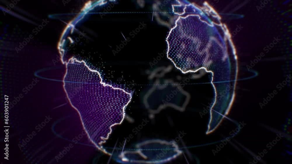 Poster globe holographic, global network and communication map, digital transformation and 3d universe on d