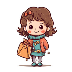a little girl holding a fabric bag style 2