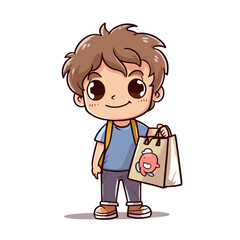 a little boy holding a fabric bag style 2
