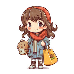 a little girl holding a fabric bag style 1