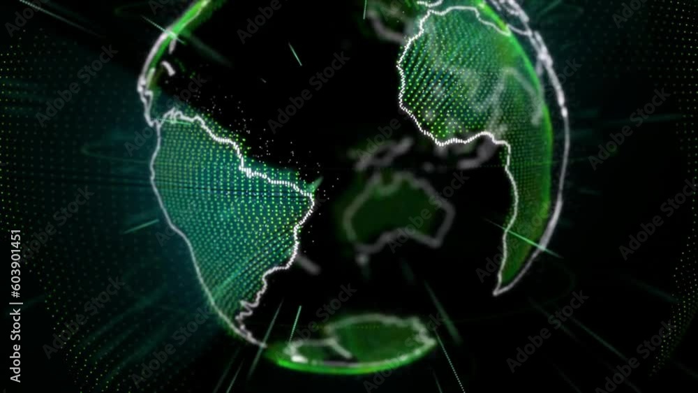 Aufkleber world holographic, global network and communication map, digital transformation and 3d universe on d