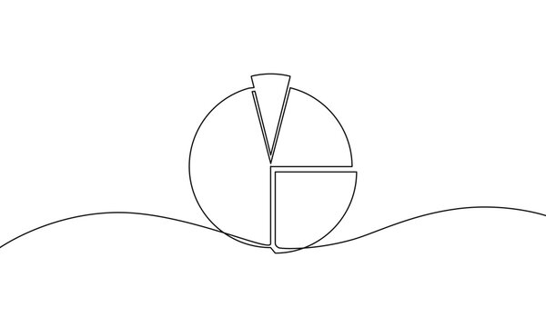 recommend clip art: Continuous line drawing of pie chart. Business concept. Sketch icon. Growth graph. Object one line, single line art, vector illustration