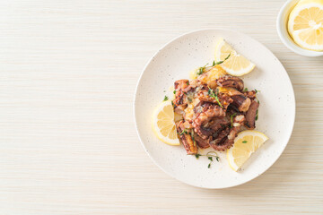 grilled octopus or squid with butter lemon sauce