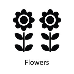 Flowers  vector    Solid Icon Design illustration. Agriculture  Symbol on White background EPS 10 File