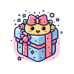cartoon cube box with cartoon face