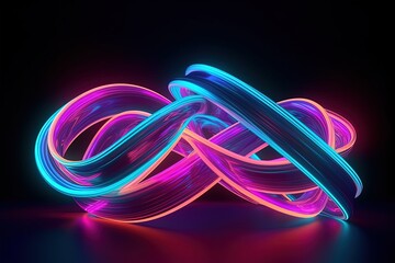 abstract futuristic ribbon background with pink blue glowing neon moving high speed wave lines and bokeh lights. Data transfer concept Fantastic wallpaper, Ai Generative