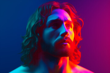 Fototapeta premium Jesus Christ, Jesus of Nazareth, Jesus of Galilee. Religious leader revered in Christianity, one of the world's major religions. Bible, God, religious, belive, pray. Generative AI