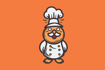 snowman chef cartoon mascot vector illustration design. suitable for use as a logo, symbol, icon, sign, or mascot