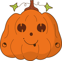 Cute pumpkin with face emotion. Halloween character. An illustration isolated on transparent background.