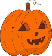 Cute pumpkin with face emotion. Halloween character. An illustration isolated on transparent background.