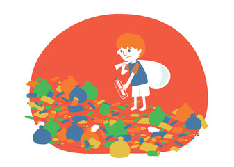 Fototapeta premium ゴミを売って生活する子供 SDGs1 貧困をなくそう