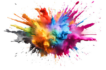 Colorful rainbow holi paint splash, color powder explosion on white backgroundai generated