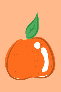 Simple drawing work, one orange, orange background