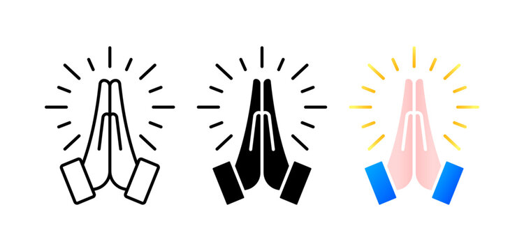 Please. Different styles, color, gesture please. Vector icons.