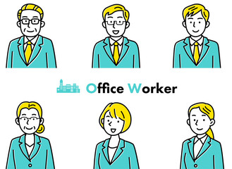 正面を向いた男性と女性のビジネスマンイラストセット