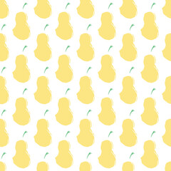 Fototapeta na wymiar Seamless pattern with pear icons. Drawn pear background. Doodle vector illustration with fruits