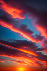 Fototapeta premium ドラマチックな夕焼け空 generative ai