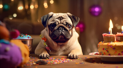 Pug birthday party cake sweet