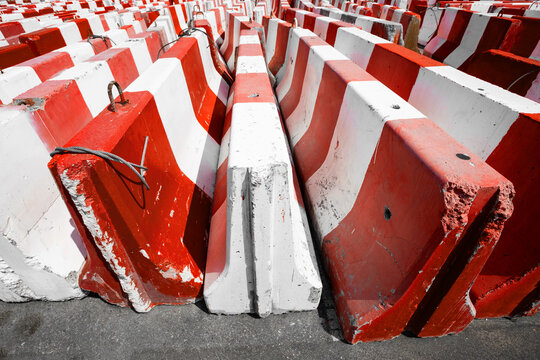 Roadblock. Crash or construction barriers