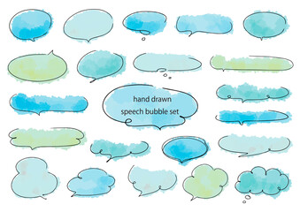 水彩風の手書き吹出しセット