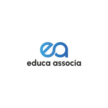 Abstract initial letter EA or AE logo in blue color isolated in white background. initial letter ea linked circle lowercase monogram logo blue. Letter EA for education academy logo.