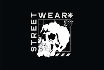 Streetwear Skull Illustration Design Vector 1