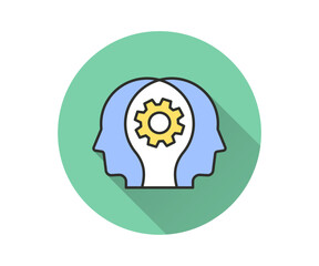 Psychology icon with long shadow for graphic and web design.