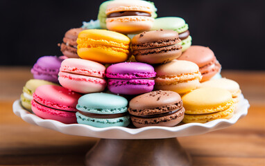 Colourful macaroons close up, Pastry, Food photography