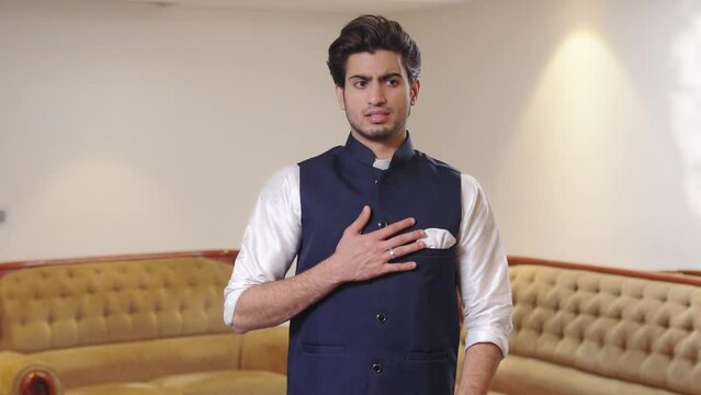 Indian man having stomach acidity problem